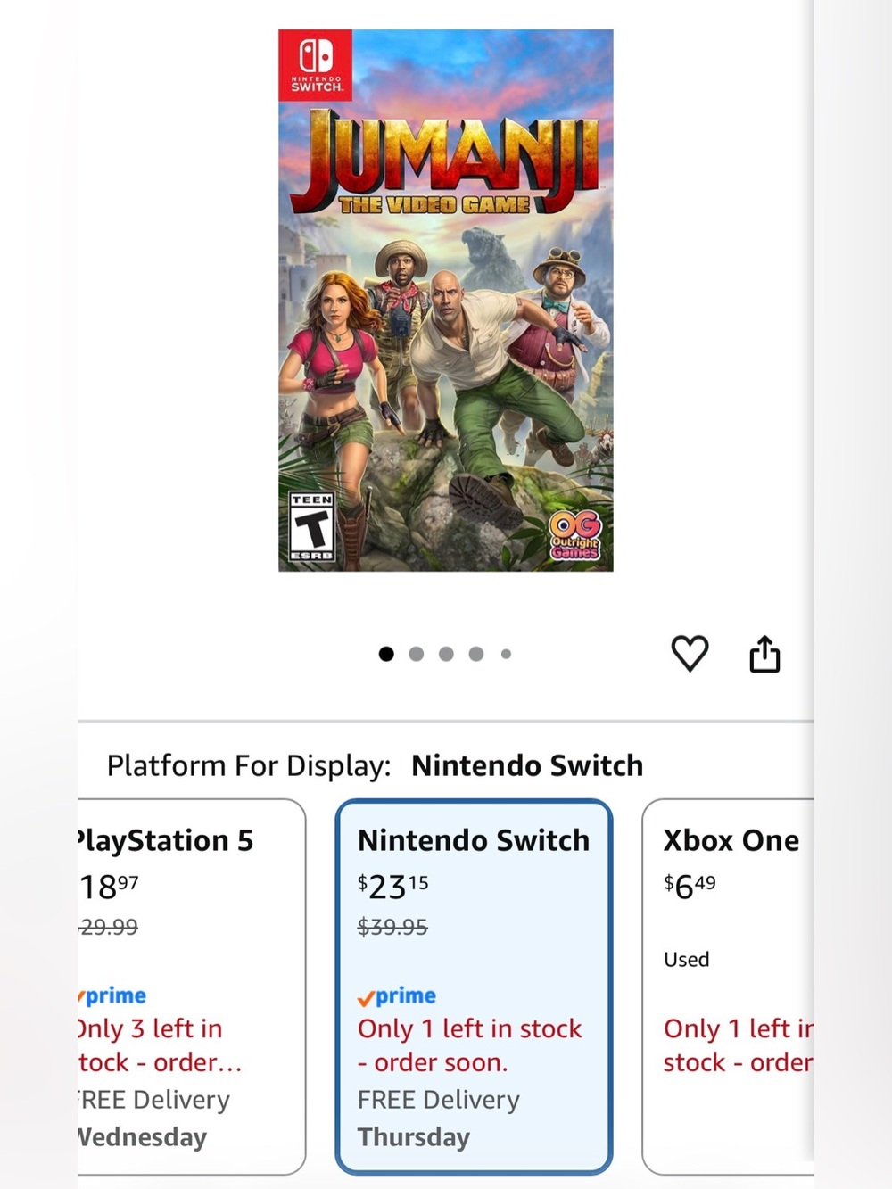 Jumanji: The Video Game — Nintendo Switch (Multicolor Cover)